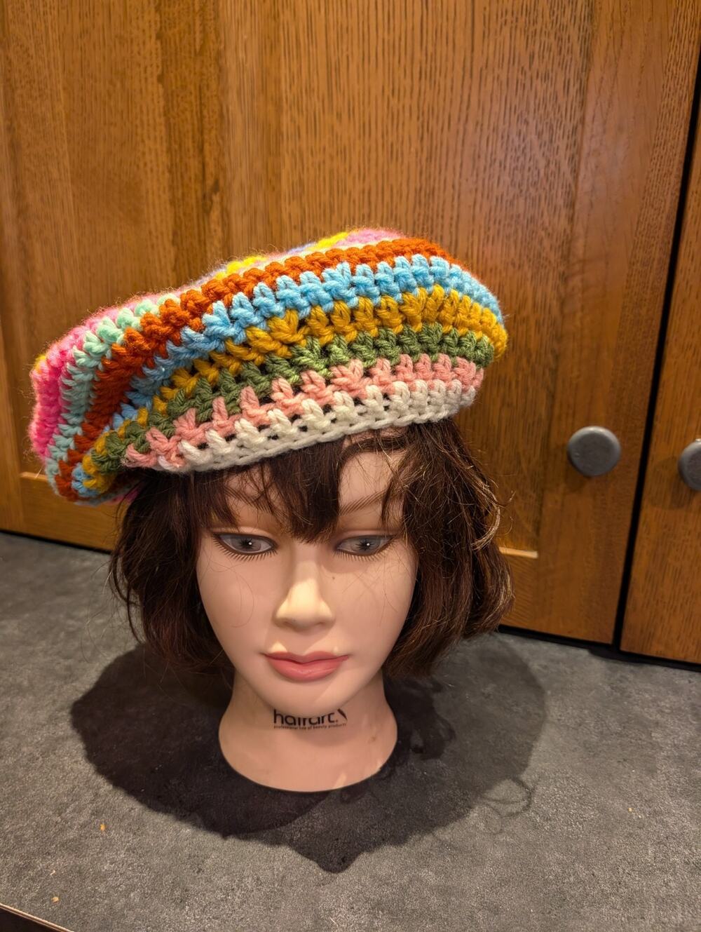 Handmade Beret Crochet Multicolor Hat Women's Onesize Hat
